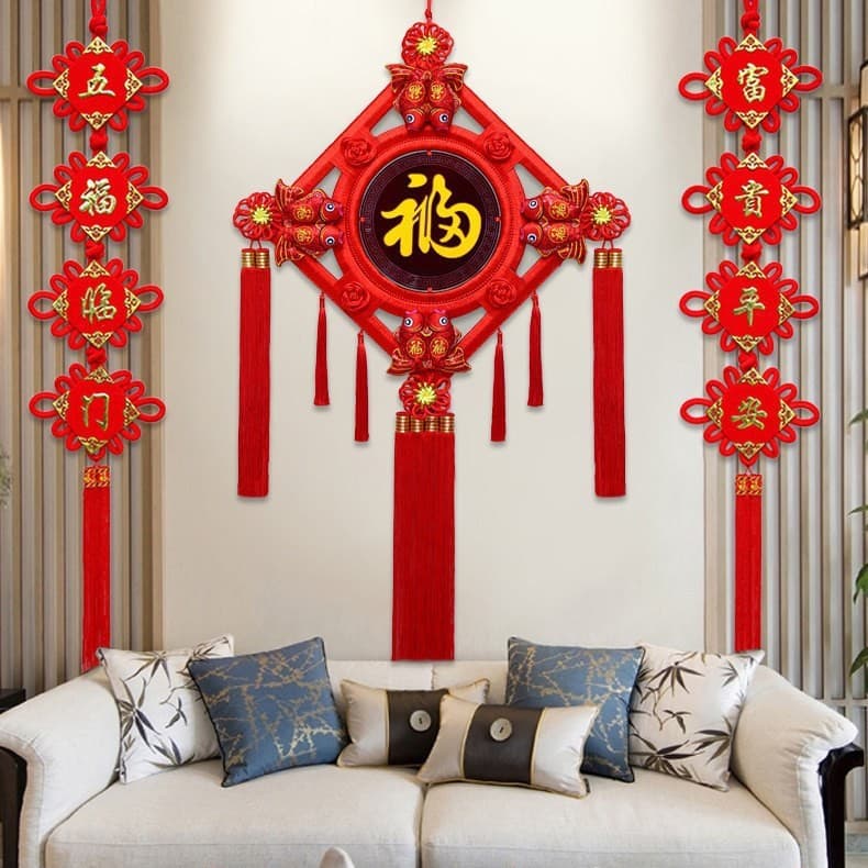 Chinese knot pendant living room gourd fulu entrance living room kitchen housewarming decoration tv background wall