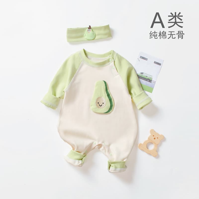 Baby jumpsuit spring and autumn style soft velvet pure cotton long-sleeved boneless pullover with head and shoulders open cute fashionable baby rompers