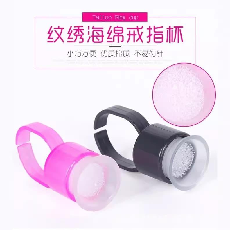 Tattoo Sponge Ring Cup, Finger Ring Pigment Cup Device, Replaceable Sponge Holder for Eyebrow Tattoo and Tattoo Ink Cup