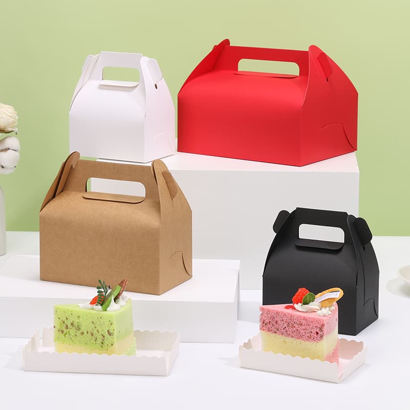 Trendy Mini Pastry Slice Cake Takeout Box Triangular Mousse Packaging Box Castella Cake Box Disposable Handheld Box