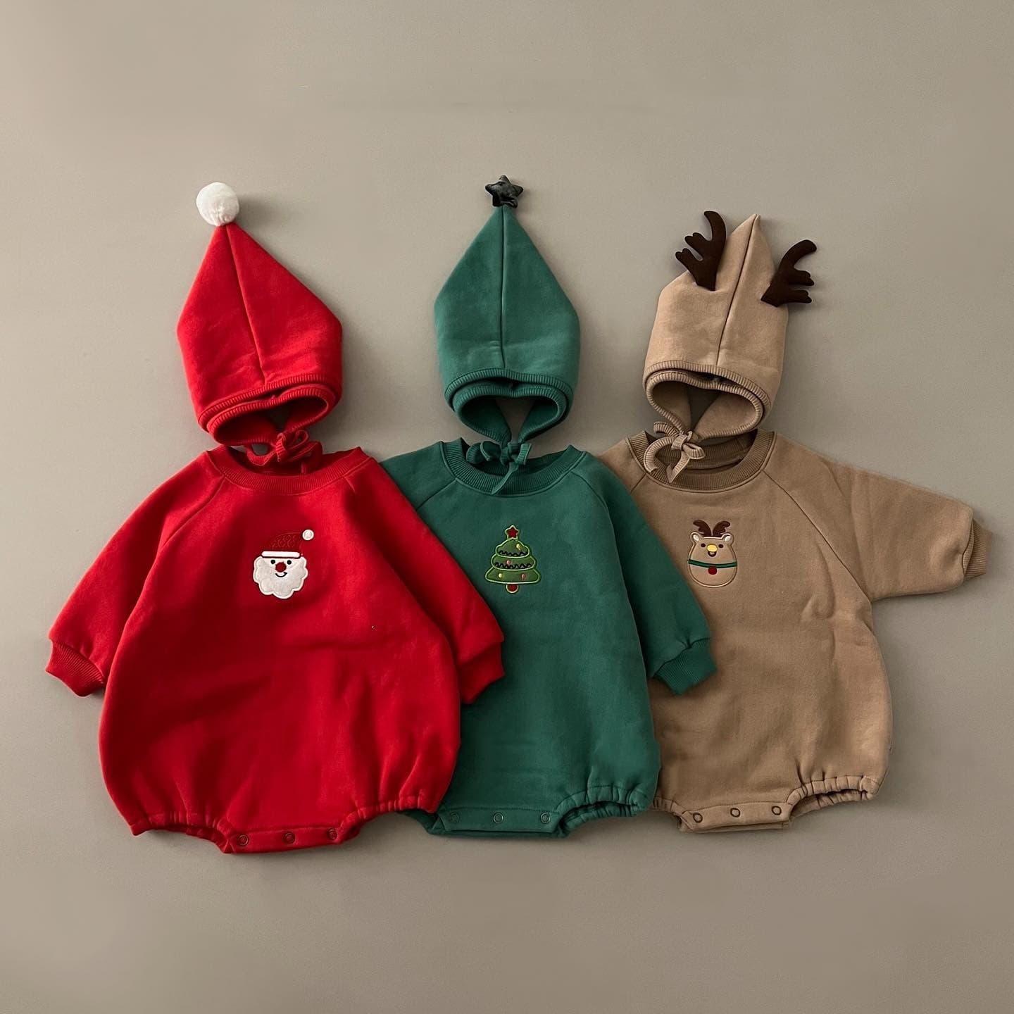 Ins Style Baby Christmas Autumn/Winter Harsuit Infant Onesie Fleece-Lined Thickened Crawling Suit Two-Piece Set Cute Outfit