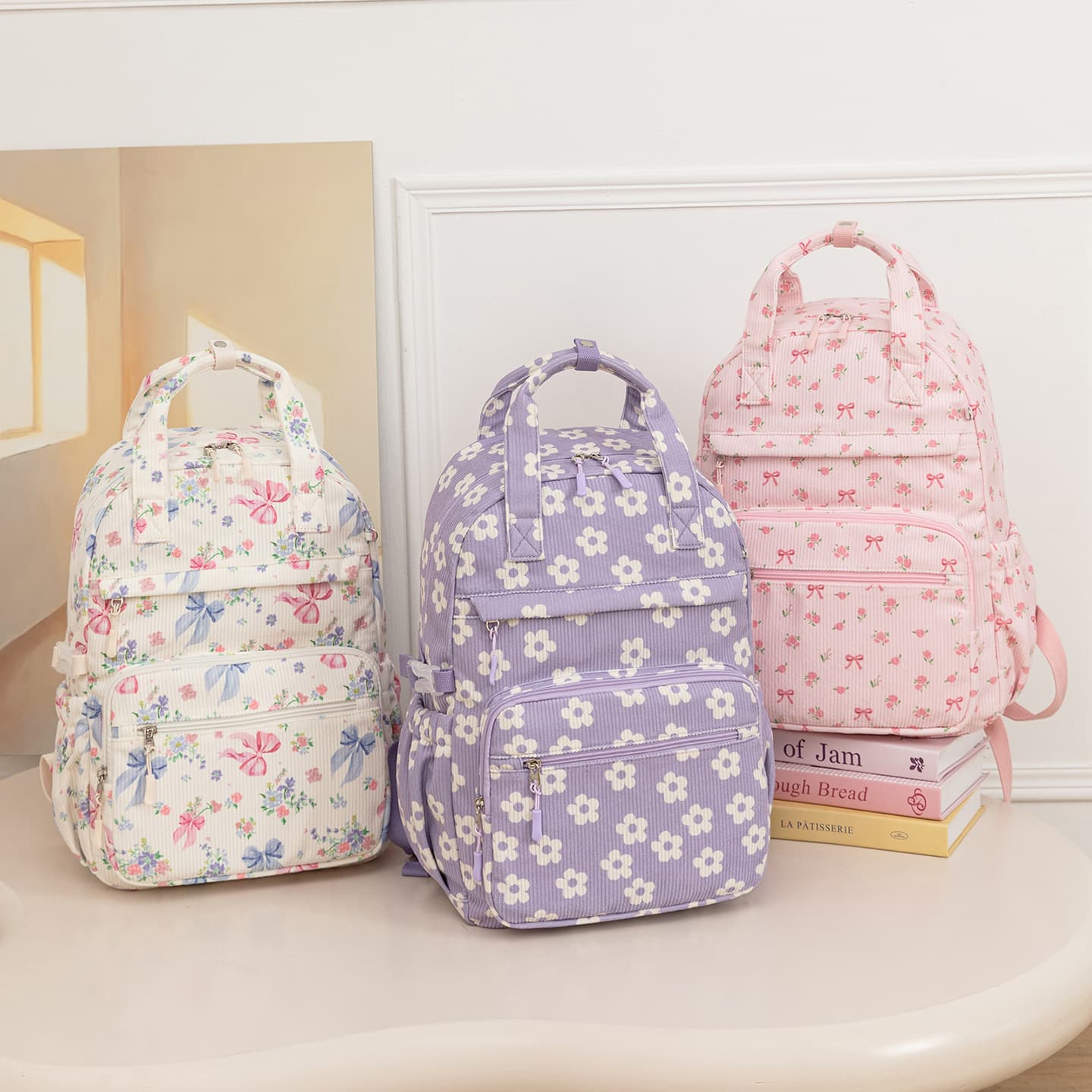 Foreign trade cross-border large-capacity multi-functional lightweight printed student backpack short-distance business trip travel backpack women