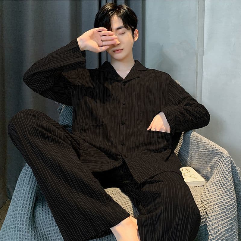 Men's Pure Cotton Sleepwear Long Sleeve Home Clothes Set Large Size Student Wearable Spring Autumn Winter Comfortable Pajamas