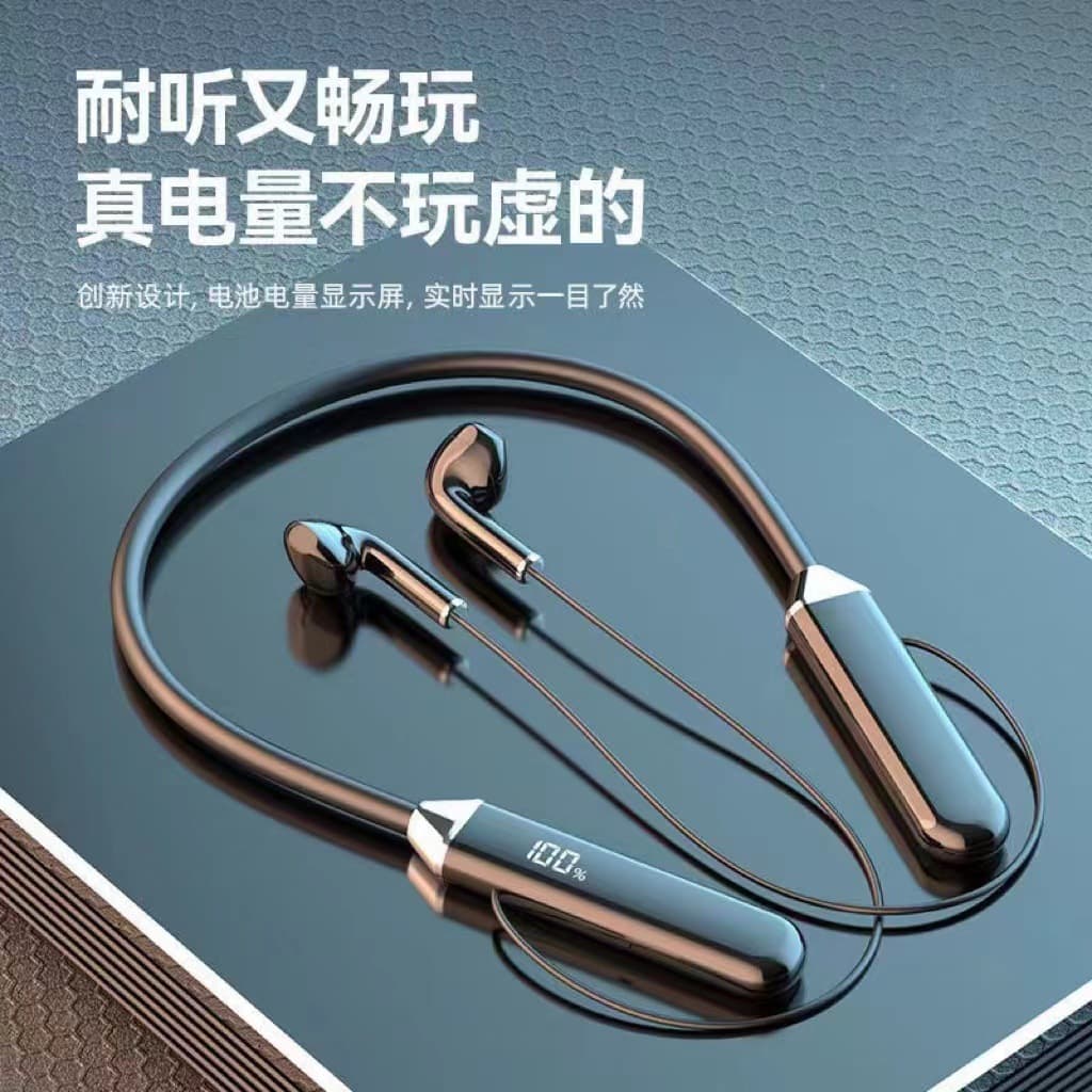 Cross-border neckband Bluetooth headphones, in-ear, sports, running, ultra-long battery life, digital display, universal for mobile phones.