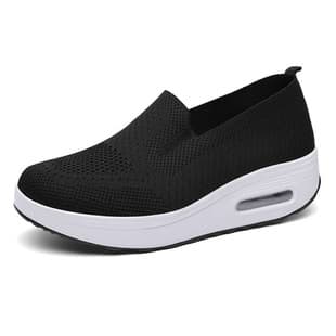 Women's Shoes Slip-on Flyknit Wobble Shoes Spring Mesh Cushioned Walking Shoes Women's Thick Sole Export Sports Casual Shoes