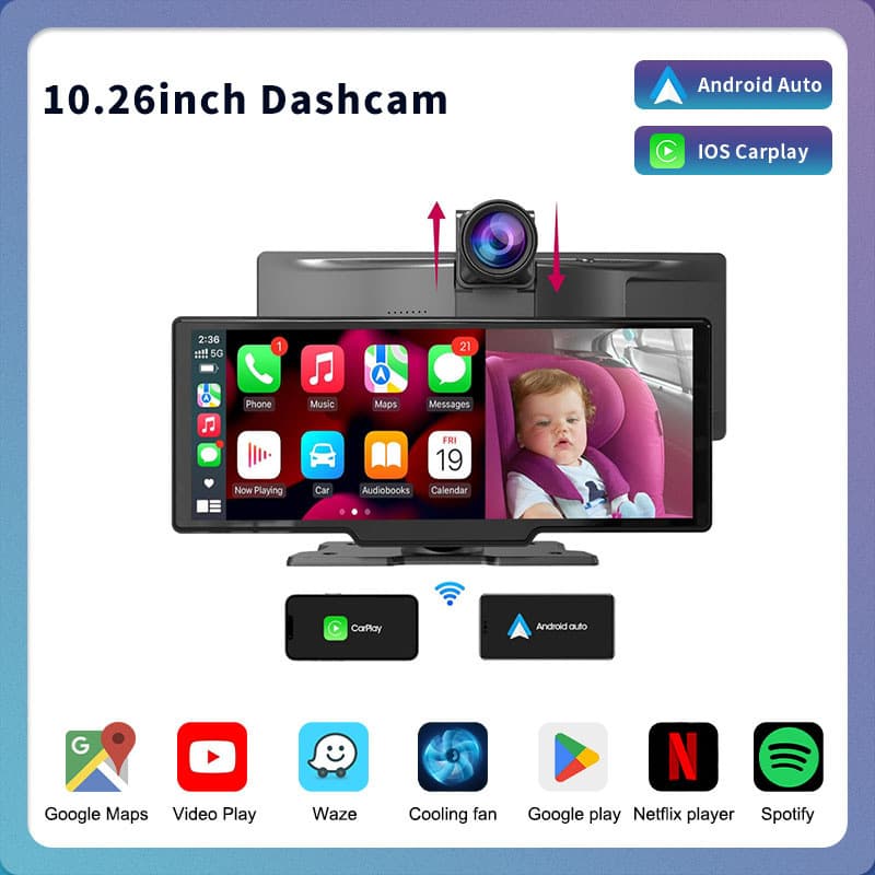 10.26-inch Carplay Recorder Wireless HD MP5 Portable Carplay Screen