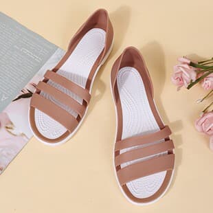 Women's Flat Beach Sandals, New Style, Soft Sole Soft Upper, Hollow Non-Slip Fish Mouth Sandals, Large Size Waterproof Shoes