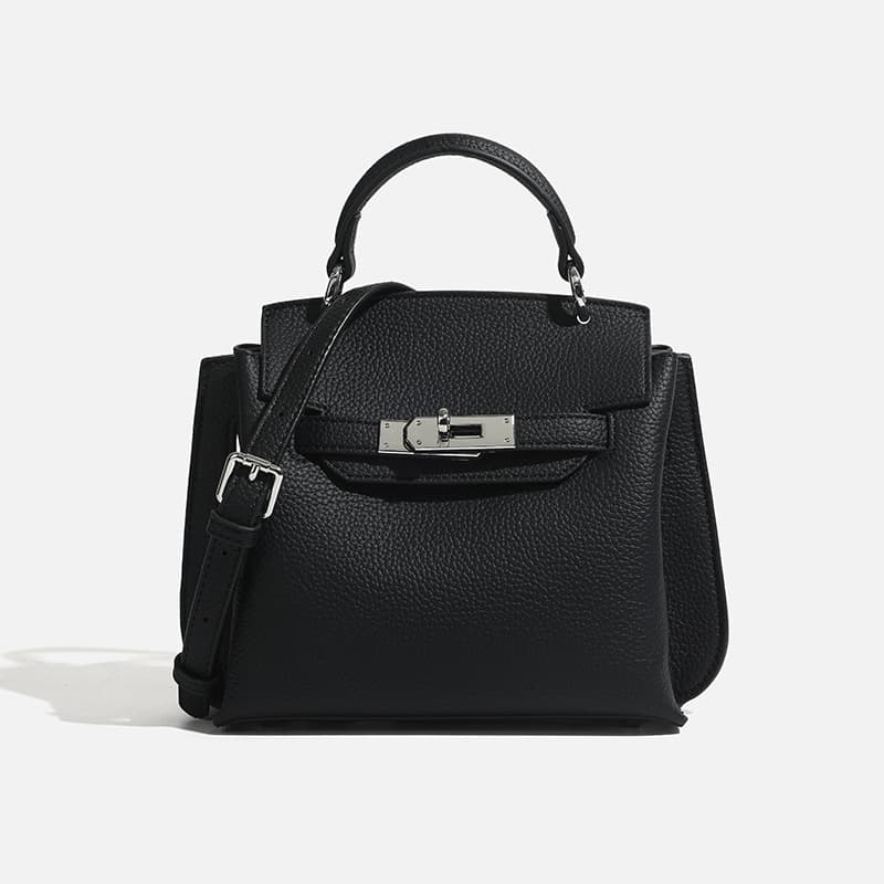 Cross-Border Genuine Leather Women's Bag High-End Kelly Bag 2026 New Handbag Fashion Pebble Grain Single Shoulder Crossbody Bag
