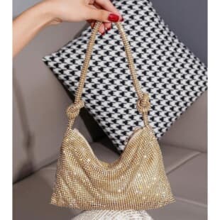 Cross-border Hot Selling Rhinestone Evening Bag, Handmade Banquet Dress Bag, Trendy Knotted Rhinestone Bag, Party Clutch Bag