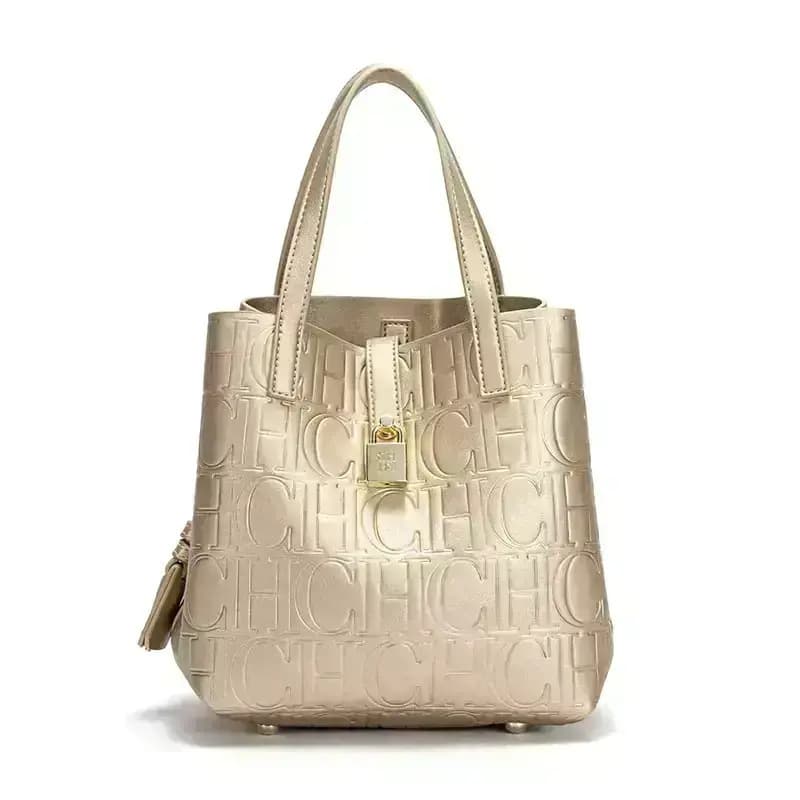 CHHC fashion luxury women's handbag bucket bag large capacity letter element embossed women's tote bag