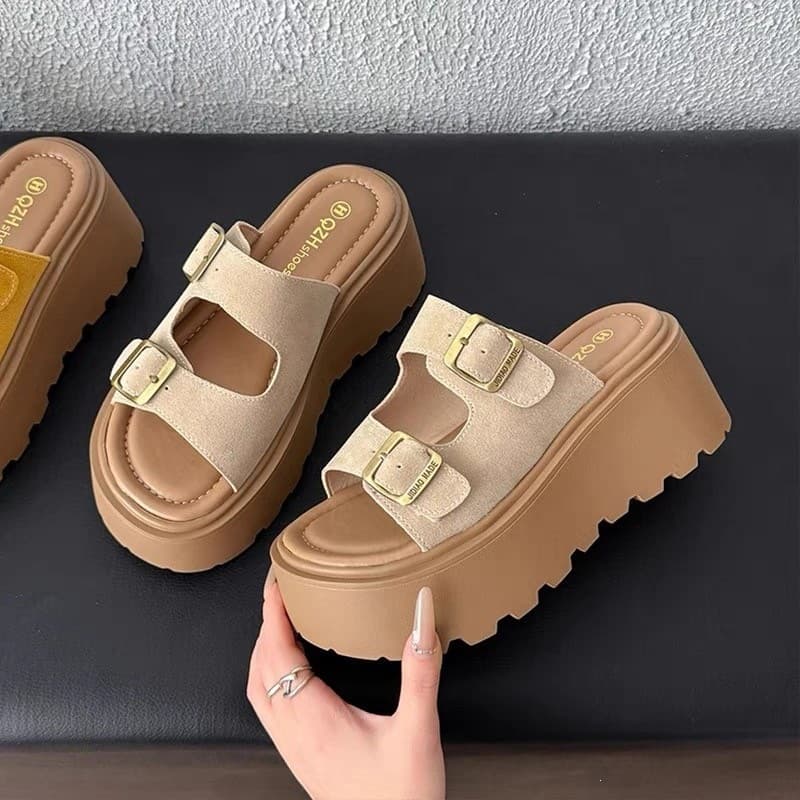 Song Cake Thick Sole Birkenstock Sandals for Women Summer 2026 New Style, Pair with Dresses, Petite-Friendly Beach Sandals