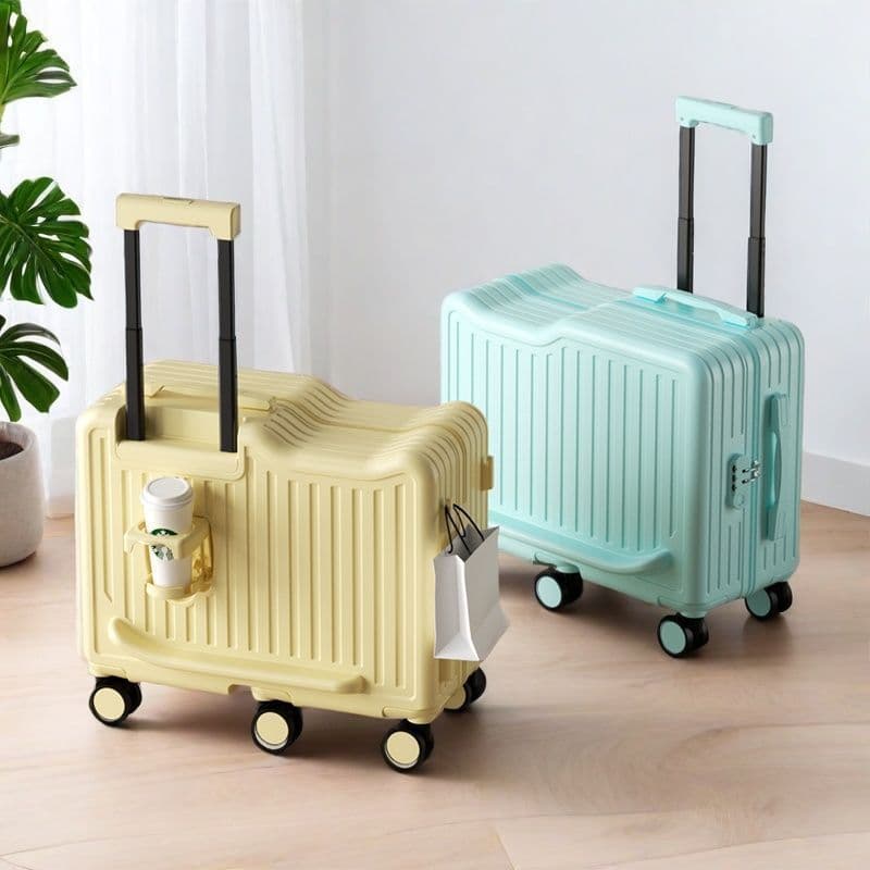 Children's suitcase for walking, can ride on boys and girls, small boarding travel code box, leather suitcase, universal wheel trolley case