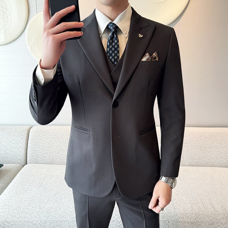 Wholesale Men's Suit Set Business Three-Piece Wedding Groomsman Tuxedo Notch Lapel White Suit