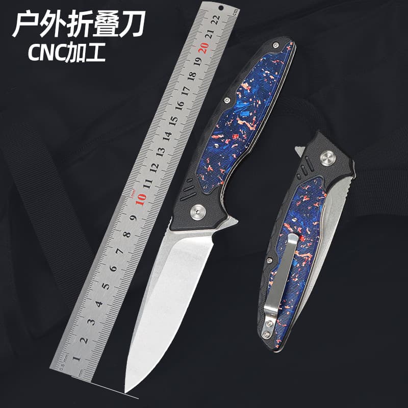 Cross-Border Direct Supply Outdoor Folding Knife G10 Handle 5CR Creative Gift Knife Self-Defense Knife Portable Knife Fruit Knife