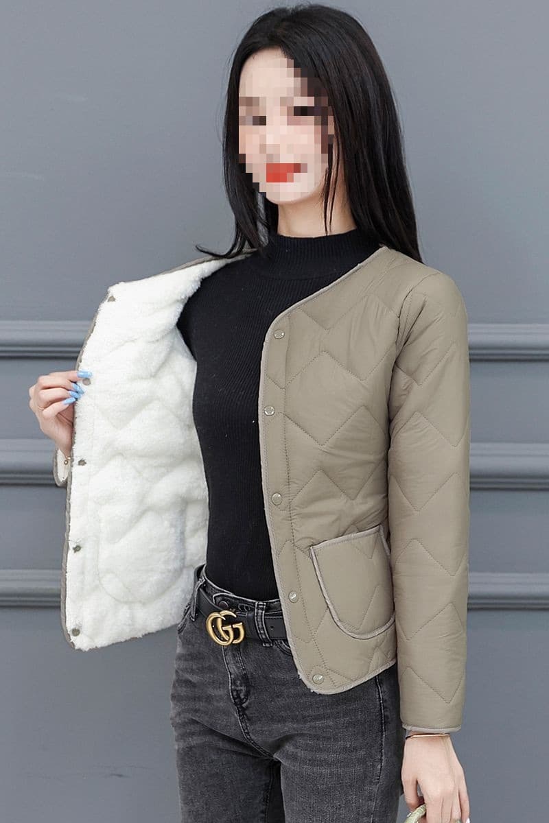 Winter padded down cotton jacket for women, short inner layer lightweight slim-fit cotton coat for middle-aged and elderly, plus-size fleece-lined warm outerwear