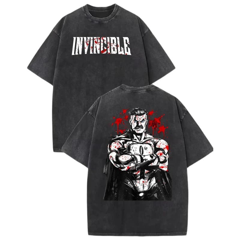 Ouma Cotton Anime Crazy Invincible Graphic Print T-Shirt Vintage