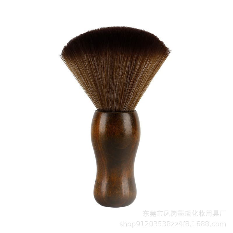 Hair salon sweeper brush with soft bristles and solid wood. Retro brush sweeper for hair cutting and neck sweep. Wholesale vinyl record cleaning brush.