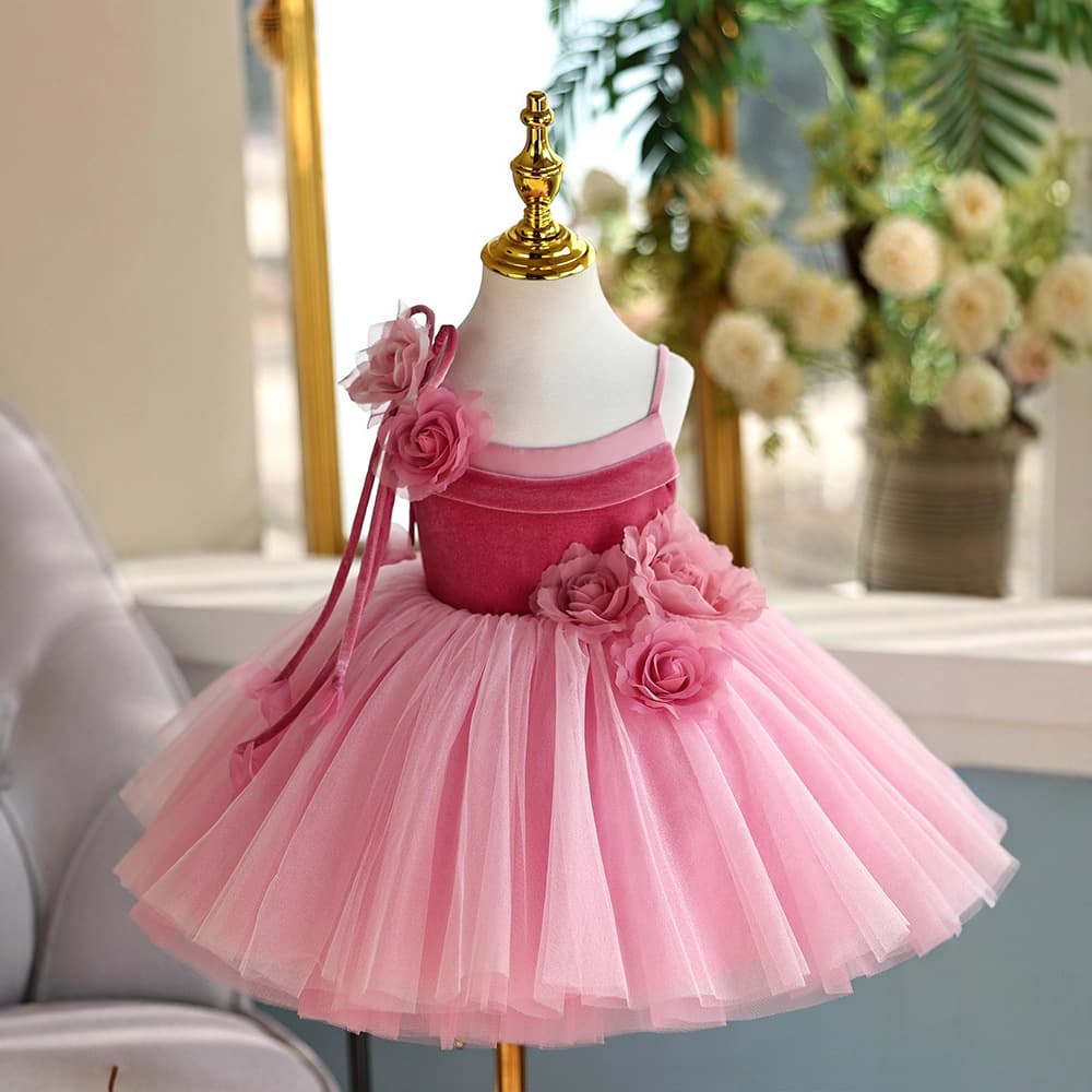 Host Puffy Princess Dress Flower Girl Wedding Little Girl Children Piano Performance Outfit Girl Birthday