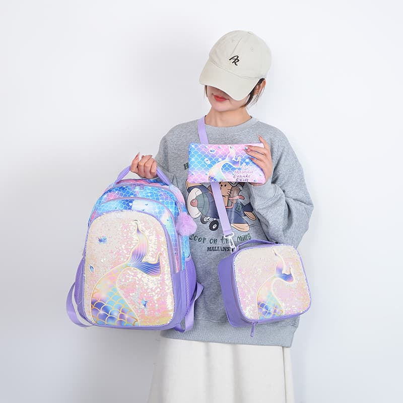 2026 New Kids Girls School Backpack 3-Piece Set Unicorn Commute Travel Children Large Capacity Backpack
