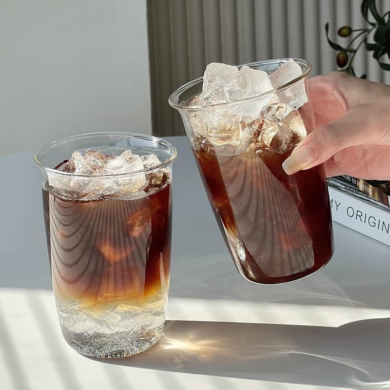 ins high borosilicate coffee cup, heat-resistant glass cup, homemade coffee shop same cup, cold drink cup, simple water cup