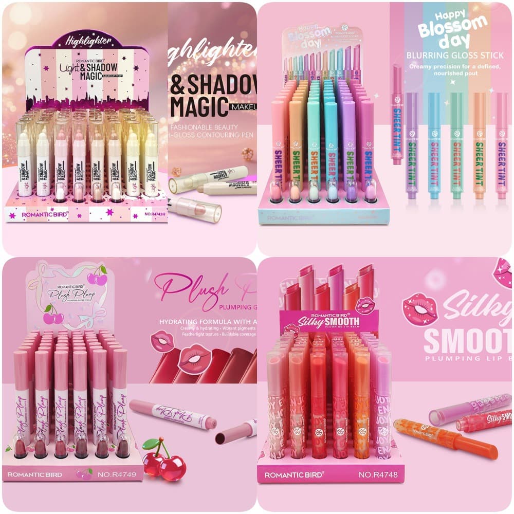 ROMANTIC BIRD Lipstick 48-Pack Matte Lipstick Assortment LIPSTICK Velvet Moisturizing for Export