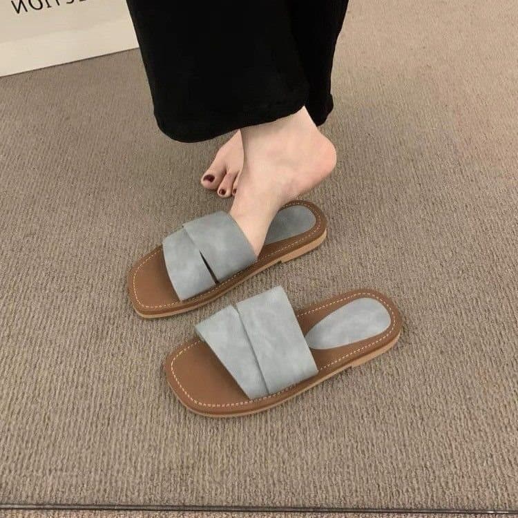 Unique Retro Square-Toe Open-Toe Flat Sandals for Women Summer Beach Vacation Boho Style