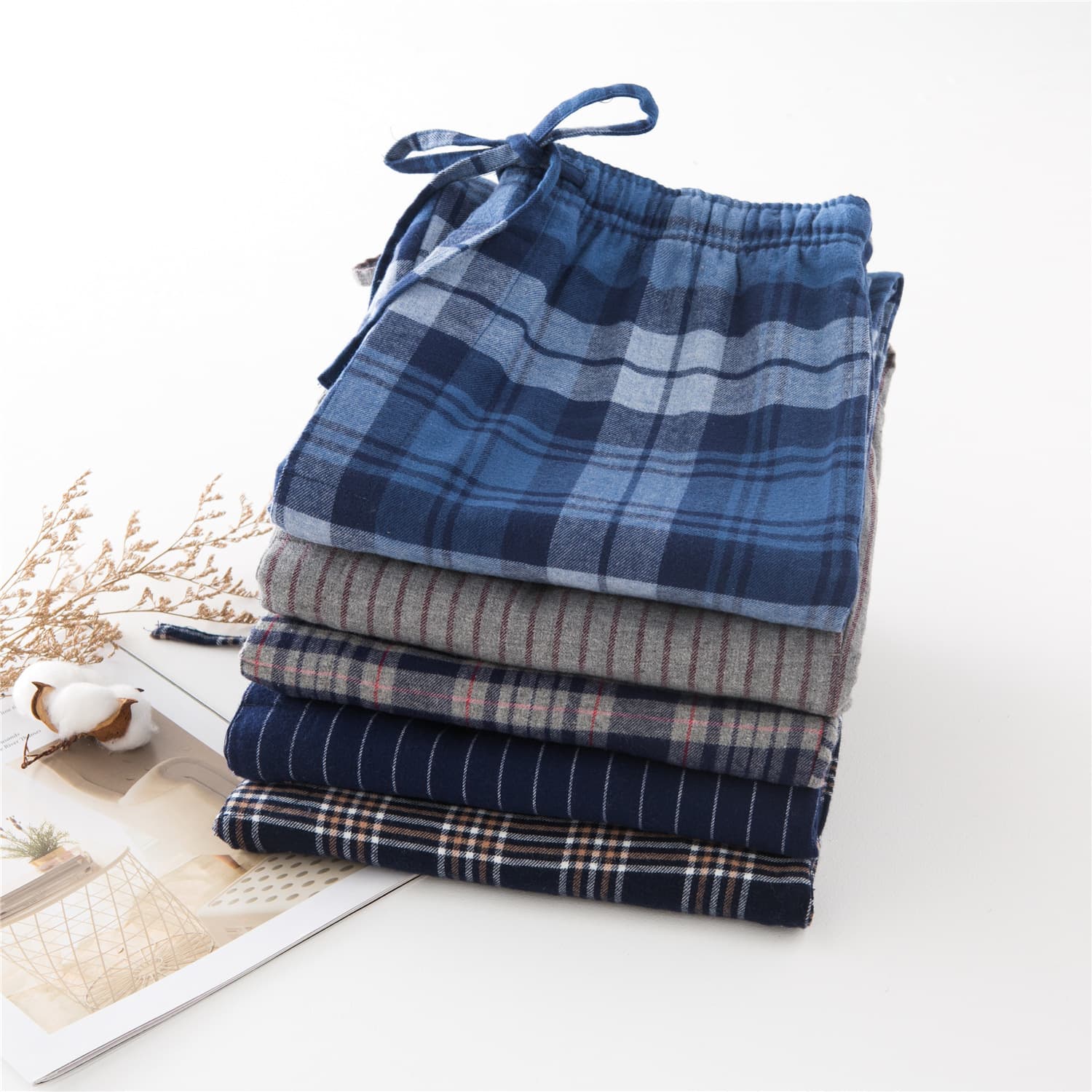 New Autumn and Winter Men's Fleece Pajama Pants Thickened Pants Large Size Loose Home Pants Export to Amazon