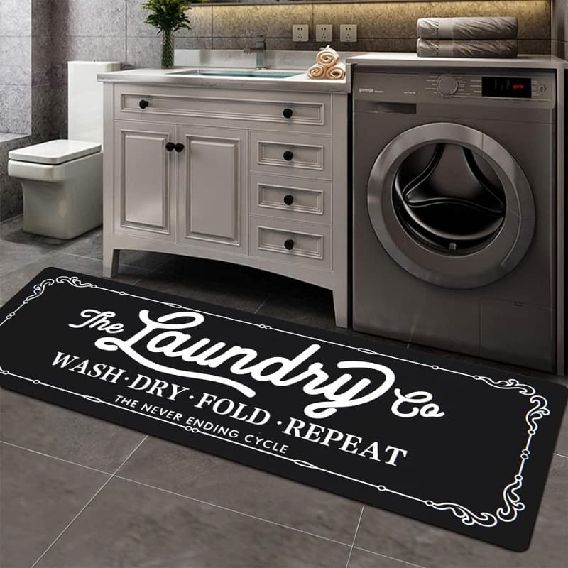 Cross-Border Laundry Room Floor Mat American Letter Home Decoration Living Room Kitchen Simple Foot Rub and Stain-Resistant Floor Mat