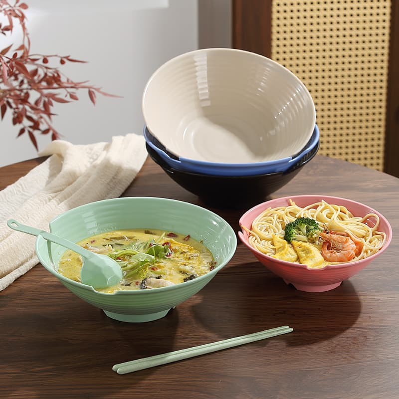 Commercial Plastic Soup Noodle Bowl, Spicy Hot Pot Bowl, Creative Instant Noodle Bowl, Ramen Bowl, Home Tableware, Premium Style Bamboo Hat Bowl