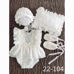 Newborn Baby 100-Day Photo Shoot Outfit, Stylish and Cute Lace Trim Baby Photography Set for Boys