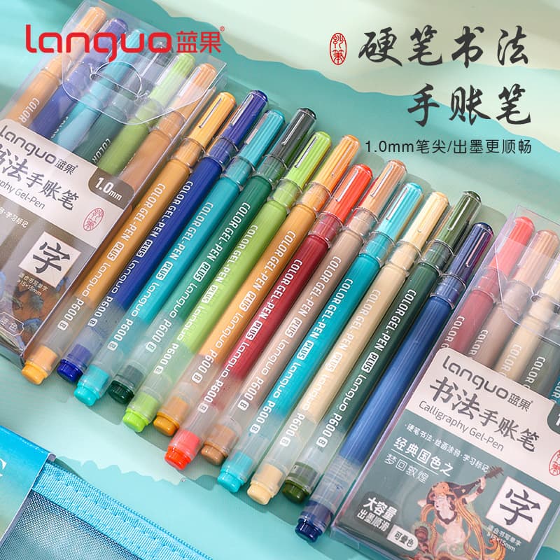 Blue Fruit Calligraphy Pen Set - Large, Medium, and Small Calligraphy Pens for Elementary School Students' Calligraphy Practice and Children's Drawing and Doodling
