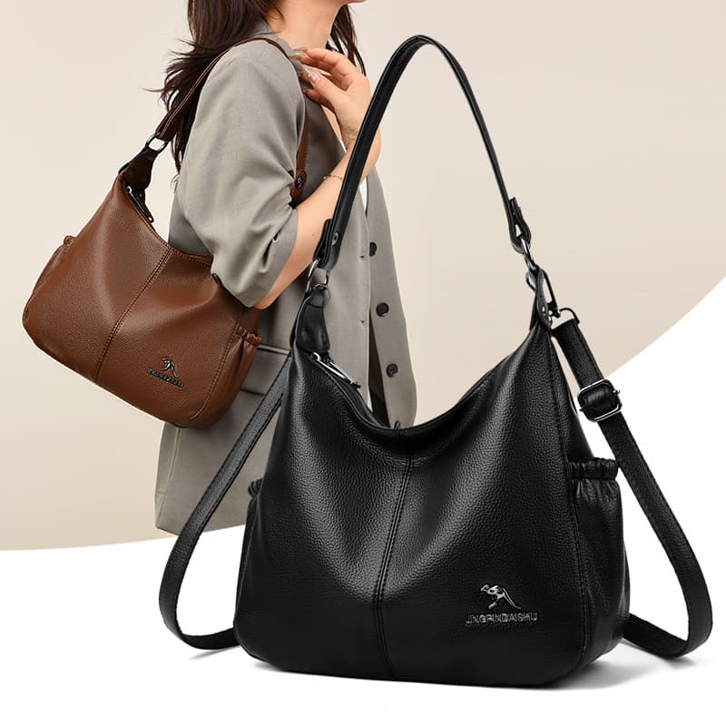 Cross-Border Women's Bag 2025 New Crossbody Bag Large Capacity Fashion Shoulder Bag Soft Leather Middle-Aged Mother Bag Women's Bag