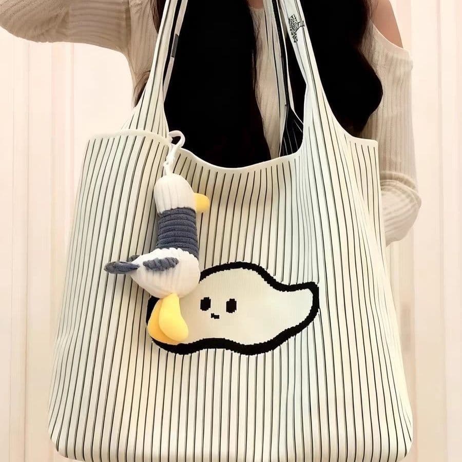 New Large Capacity Cloud Bag Canvas Bag Korean Style Trendy Versatile Letter Print Shoulder Bag Tote Bag Women's Crossbody Stripe Bag