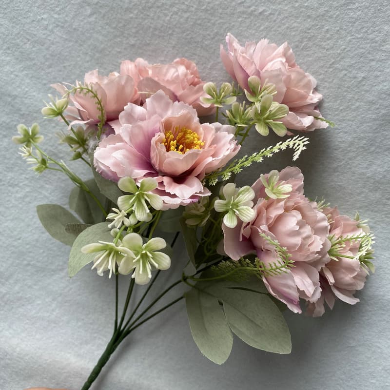 New 6-Head Wave Peony Bouquet Artificial Flowers For Wedding Home Hotel Photography Decoration Props Faux Flowers