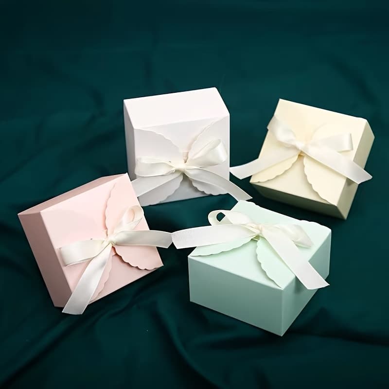 Fresh Handmade Solid Color Square Soap Bow Tie Folding Gift Box, Pink Colorful Cute White Card Gift Box in Stock