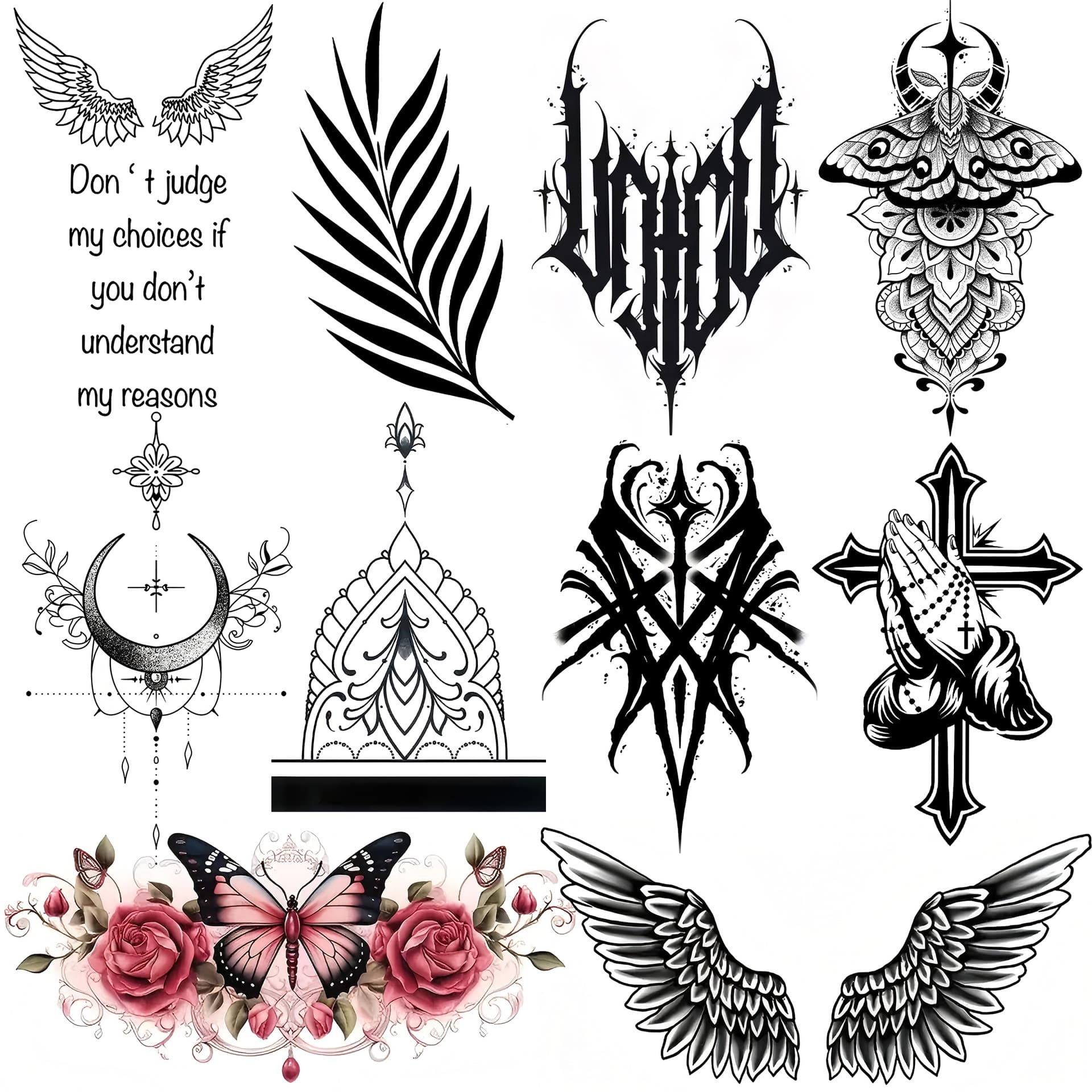 New Thorns Hand Back Tattoo Water Transfer Tattoo Sticker TK