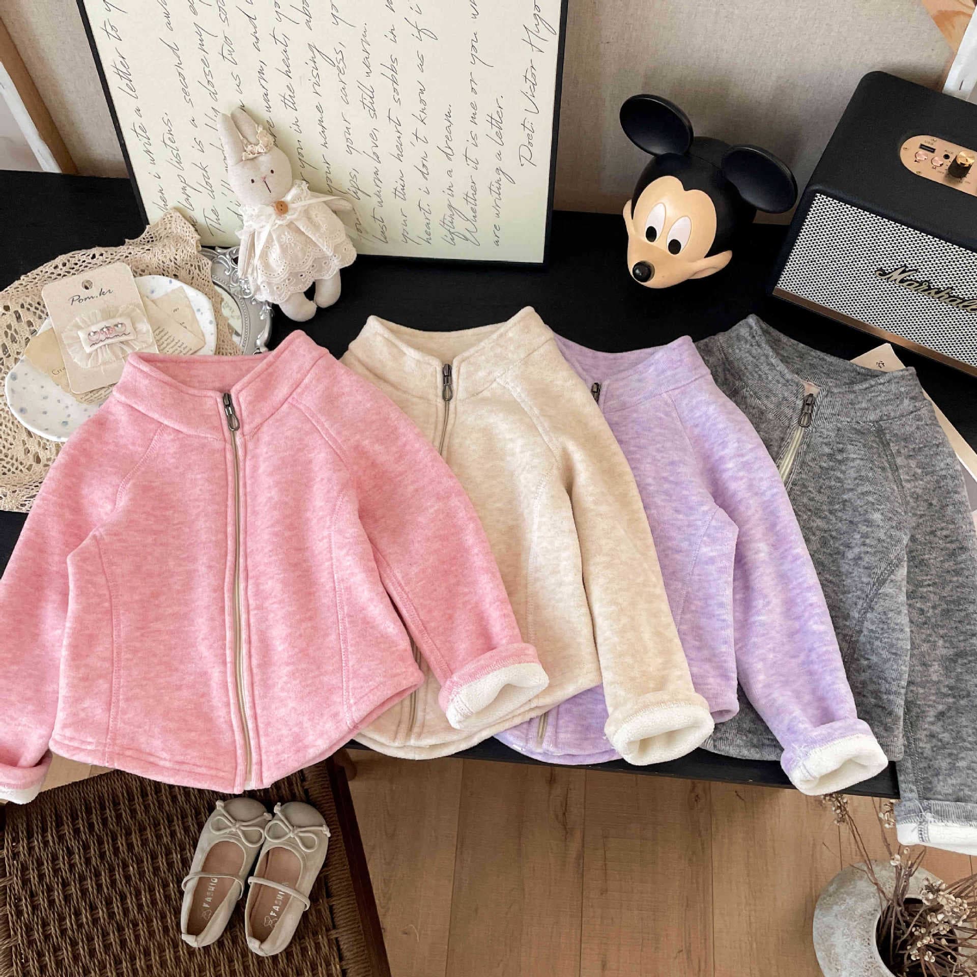Wholesale Autumn/Winter Colorful Koala Fleece Seamless Jackets, Mother-Daughter Thick Wool-Silk Blend Warmth Miracle Coats