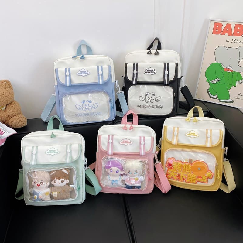 Transparent Mini Backpack for Kids Girls Soft Style Cute Small Backpack Korean Version Mini Plush Doll Shoulder Bag Lightweight