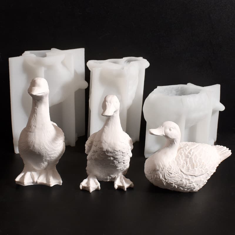 Duck Ornament Plaster Silicone Mold Animal Cartoon Garden Standing Lying Duck Courtyard Landscape Ornament Mold