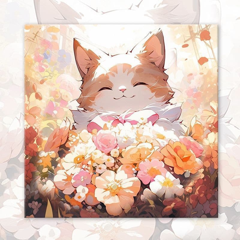 Flower Cat DIY Digital Oil Painting 2025 New Hand-Painted Fill Acrylic Painting Manual Coloring Paint by Numbers