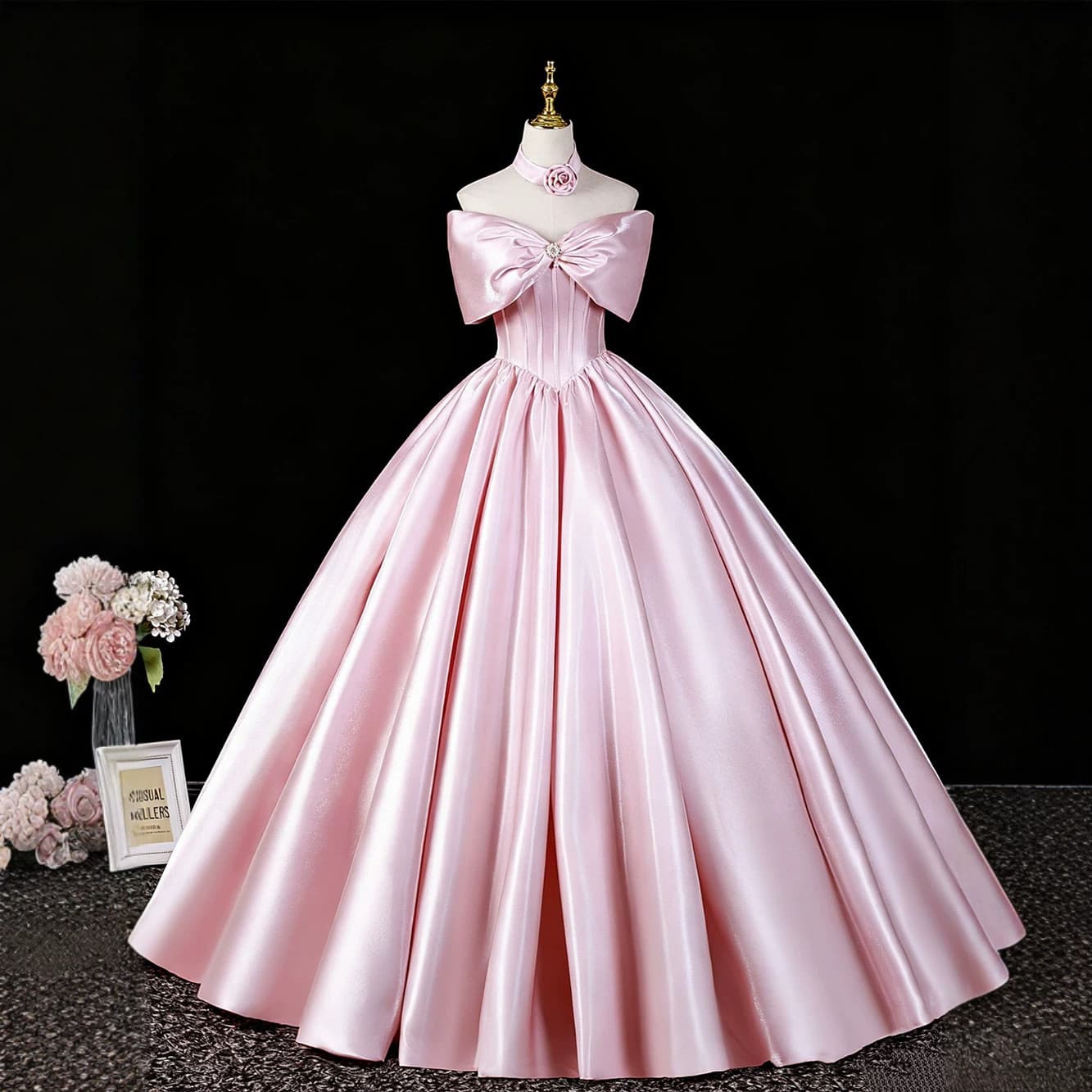 One-shoulder pink dress for women new high-end engagement host vocal arts test coming-of-age ceremony princess dress long dress