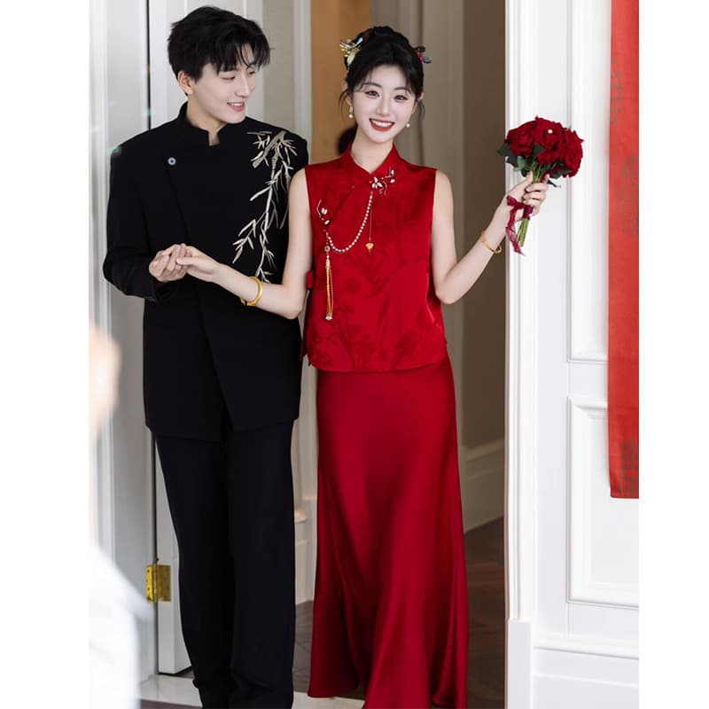 New Chinese-Style Wedding Qipao Toast Dress Bride 2026 New Red Morning Robe Women High-End Feel Return Home Casual Wear