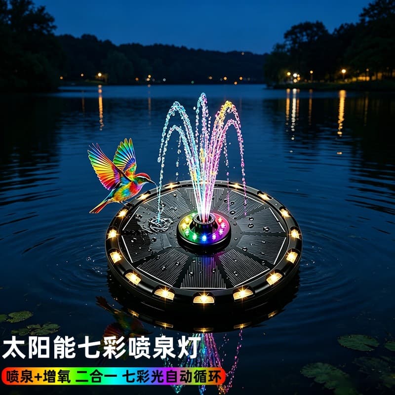 Solar Fountain Light Colorful Automatic Floating Aerator Water Pump Courtyard Rockery Landscape Sprinkler Fish Pond