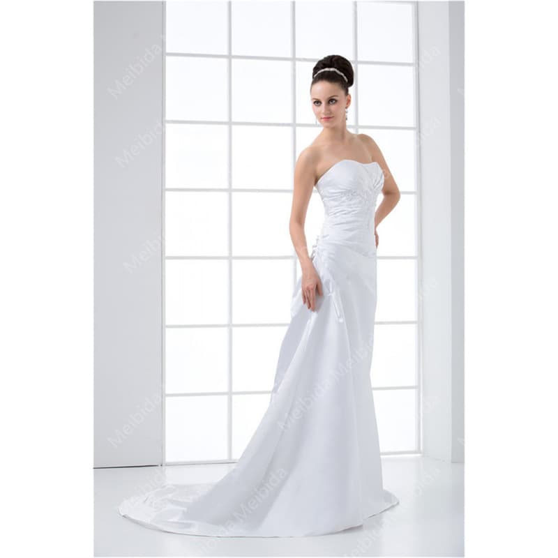 New Satin Wedding Dress for Bride, Formal Occasion Ball Gown with Beaded Details, Suitable for Prom and Party