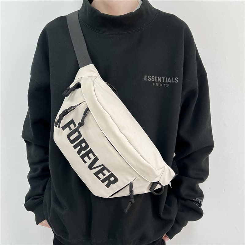 Large Capacity Letter Men's Crossbody Bag Waist Bag Women's Single Shoulder Bag Sporty Trendy Motorcycle Equipment Accessories