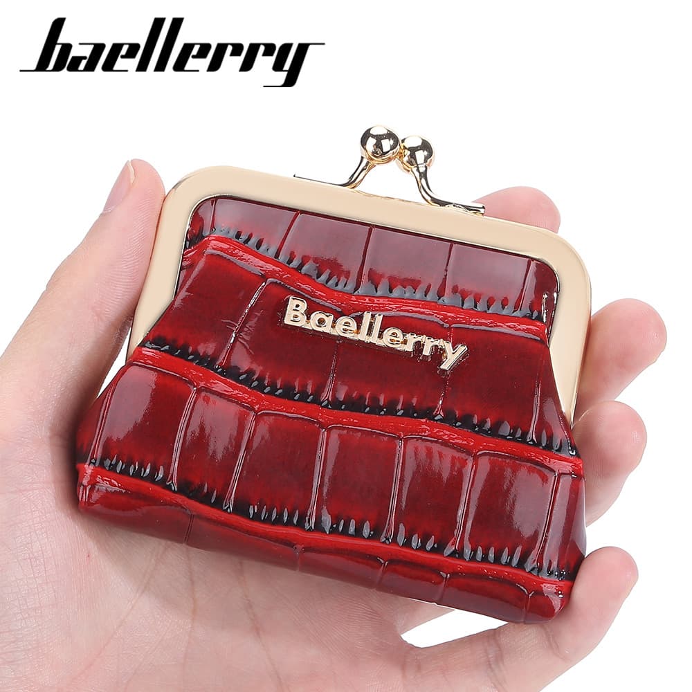 Baellerry Women's Bright Surface Crocodile Pattern Wallet Metal Clip Coin Purse PU Leather Multifunctional Daily Use