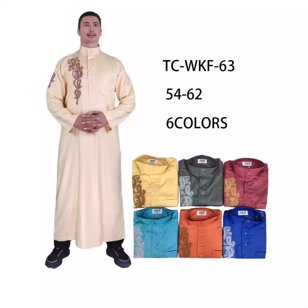 Cross-border African Arab robes are hot-selling, long-sleeved, stand-up collar, exquisitely embroidered, Middle Eastern silk velvet embroidery.