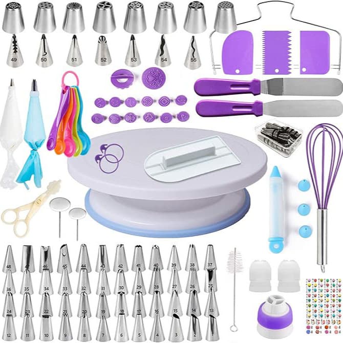 Stainless Steel Piping Nozzles Cream Scraper 137-Piece Set Cake Turntable Set Cream Cake Decorating Baking Tools
