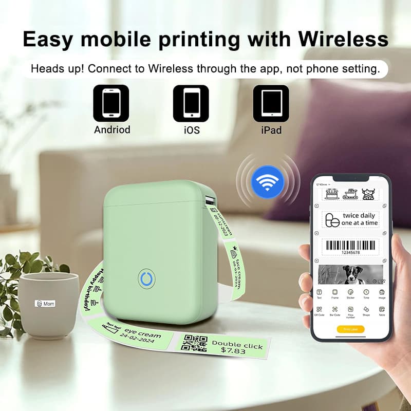 High-Definition Bluetooth Label Printer Portable Home Use Small Mini Pocket Ink-Free Label Printing Barcode