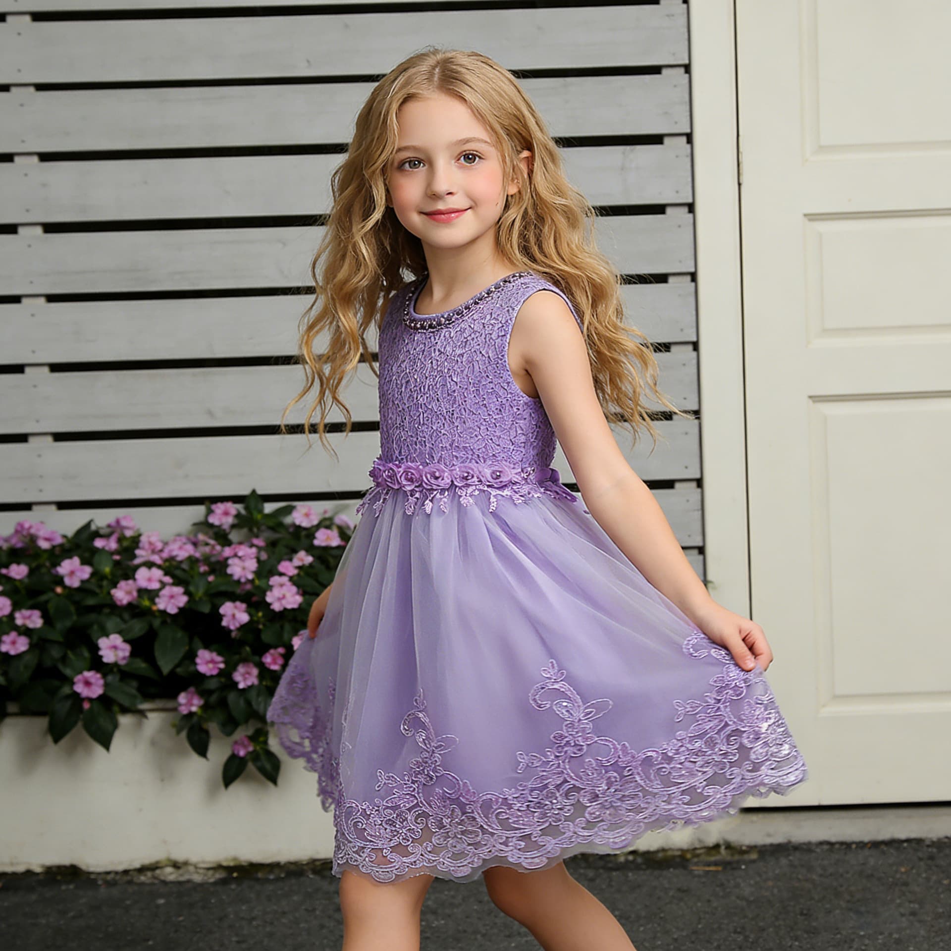 Princess Lace Skirt Children's Performance Dance Dress Baby Girl's Wedding Dress Style Fullest Skirt for Ages 3-8